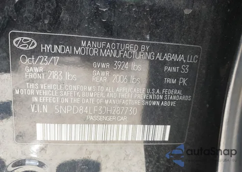 2018 Hyundai Elantra Sel из США, поврежденный, VIN 5NPD84LF3JH287730